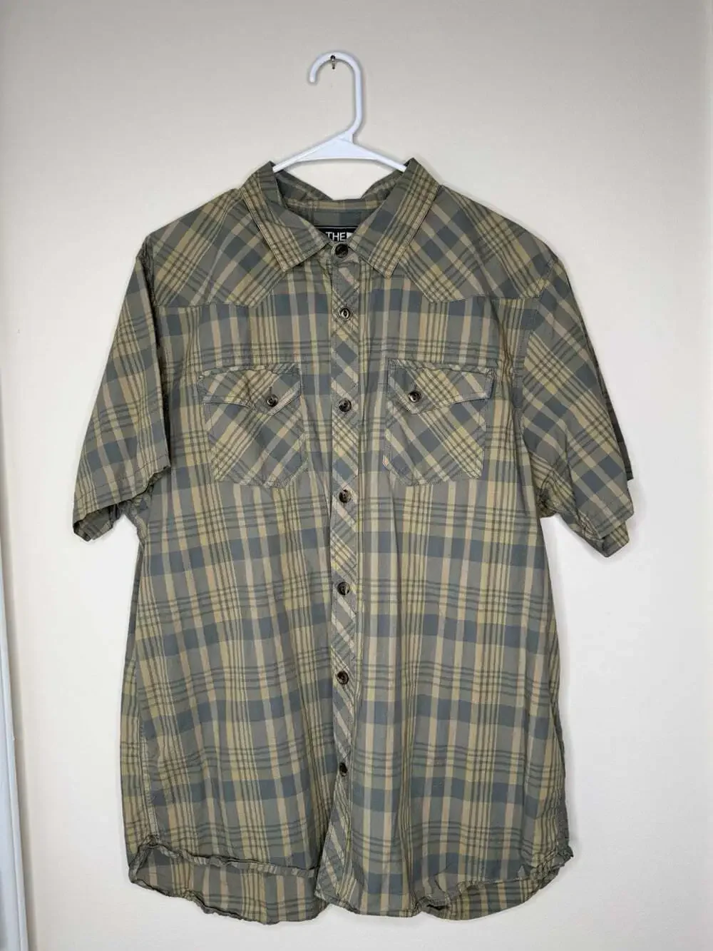 The North Face Green Shirt Button Down Short Sleeves Cotton Size XL